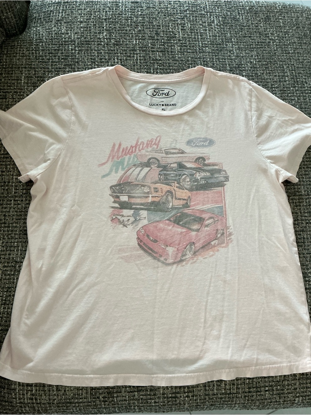 Lucky Brand Pink Mustang Graphic Tee